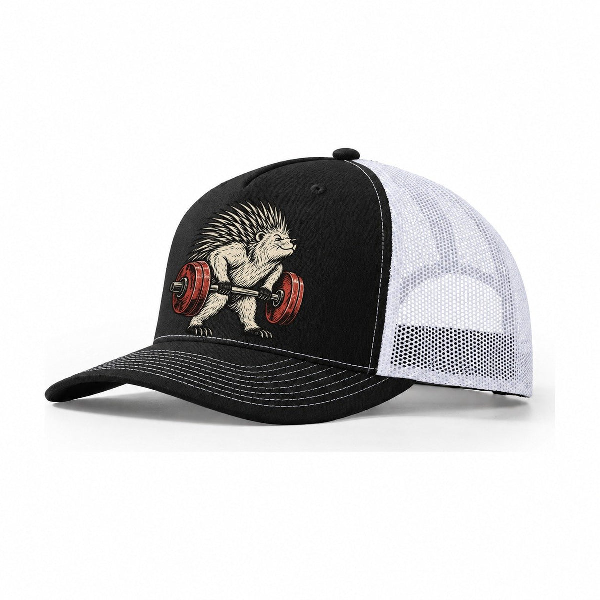 Porcupine Quill Rows Animal Lifters Trucker Hat – Black White