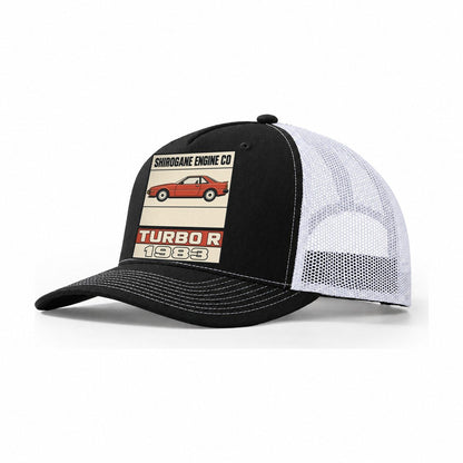 Shirogane Turbo R Showa Speed Plates Trucker Hat – Black White