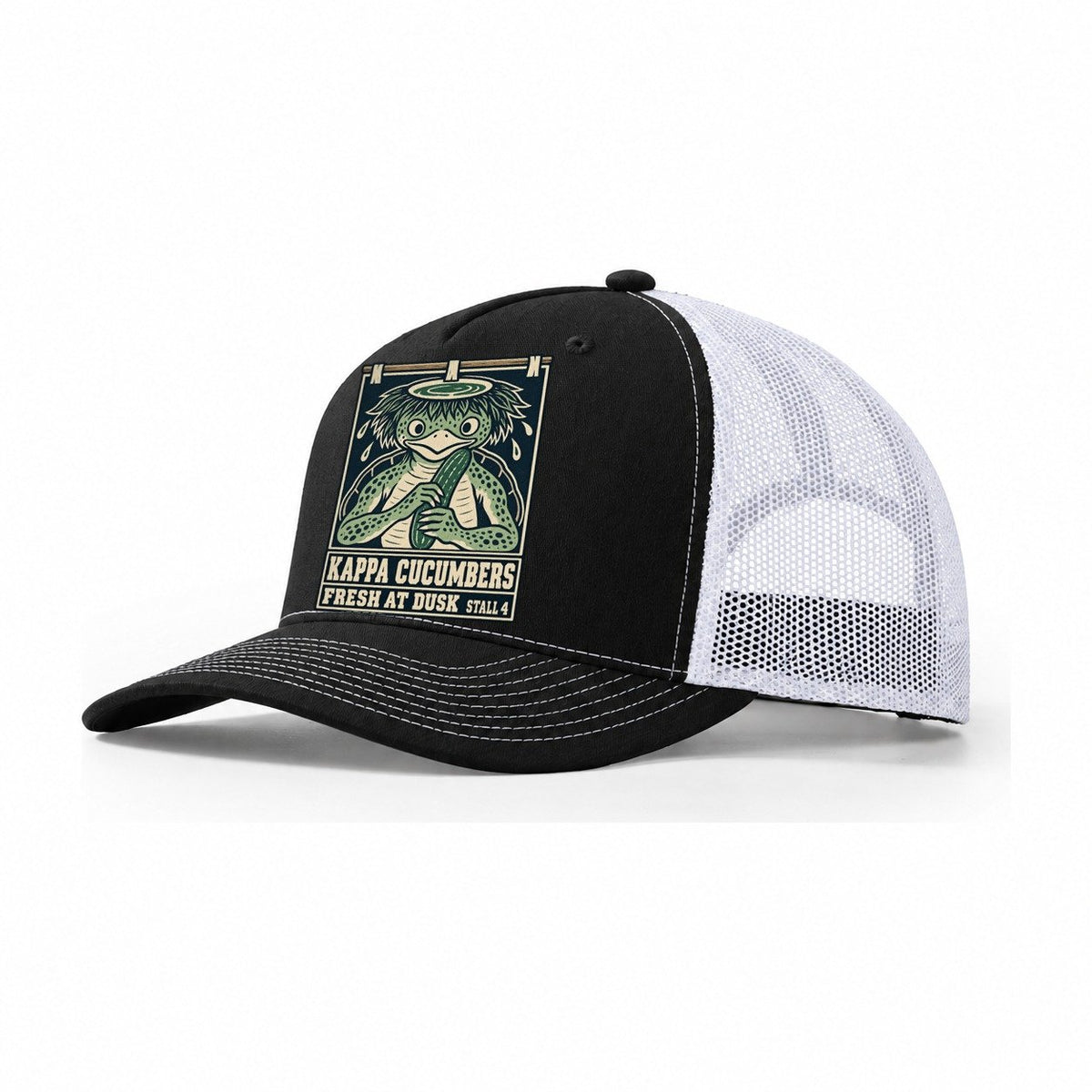 Kappa Cucumbers Yokai Night Market Trucker Hat – Black White