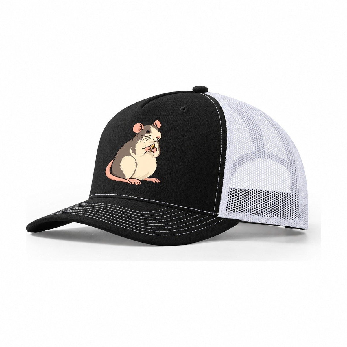 Fancy Rat Seed Hold Small Pet Logos Trucker Hat – Black White