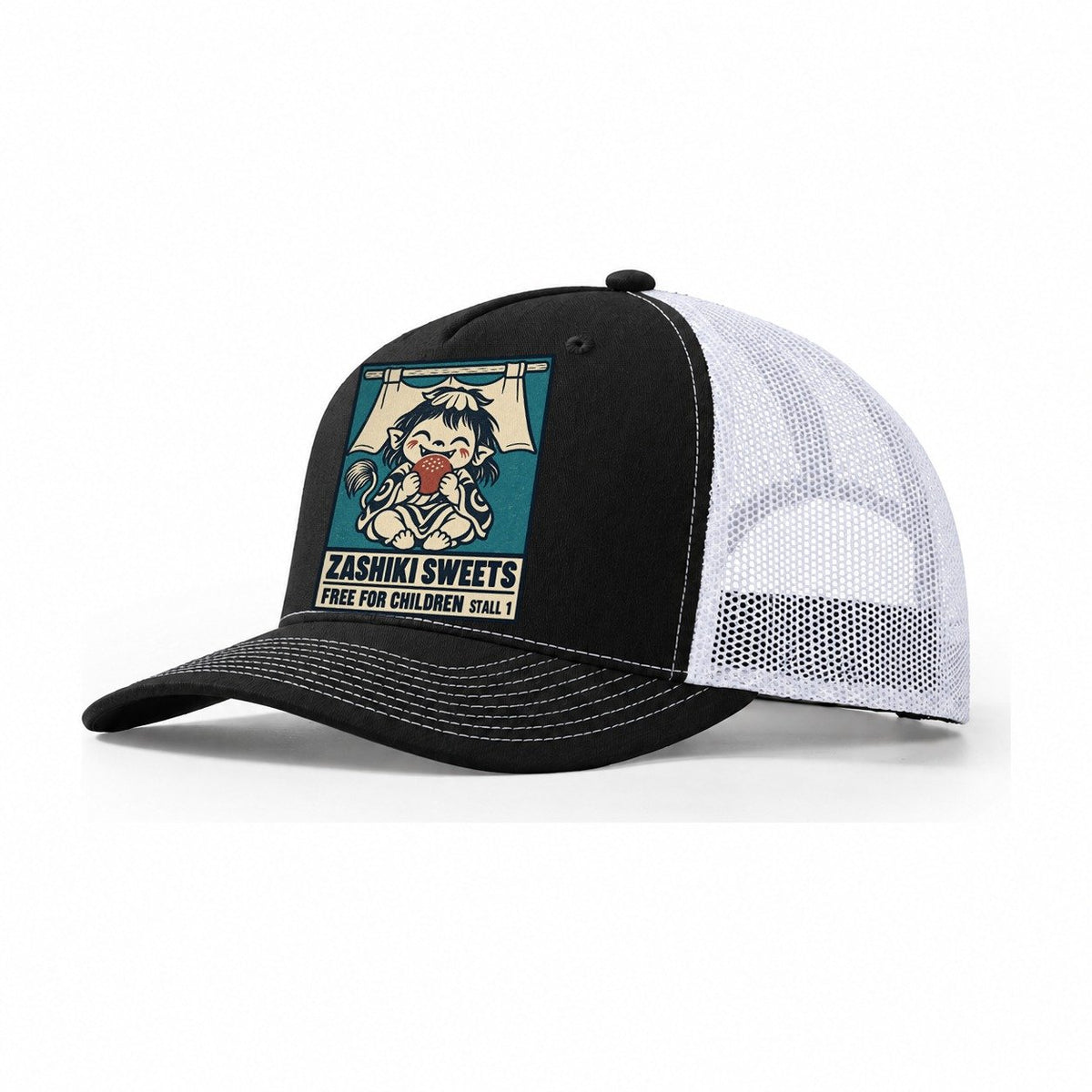 Zashiki Sweets Yokai Night Market Trucker Hat – Black White
