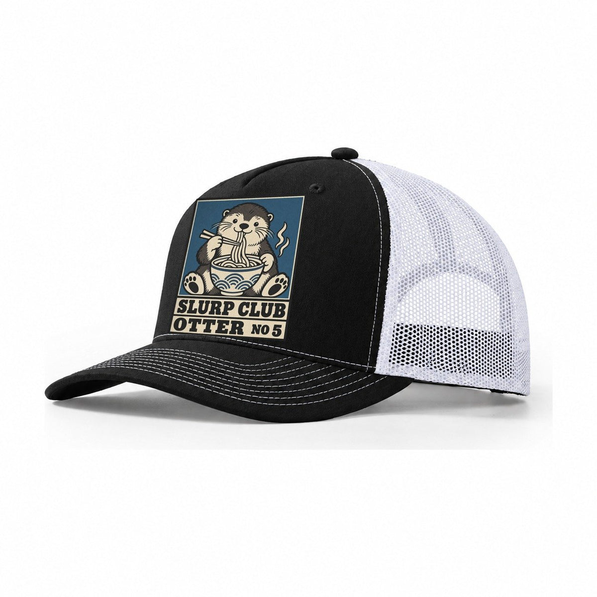 Otter Udon Slurp Club Trucker Hat – Black White