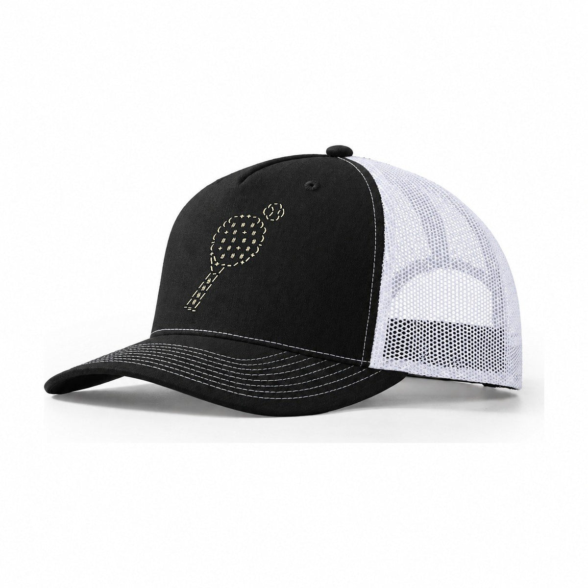 Tennis Serve Arc Trucker Hat – Black White
