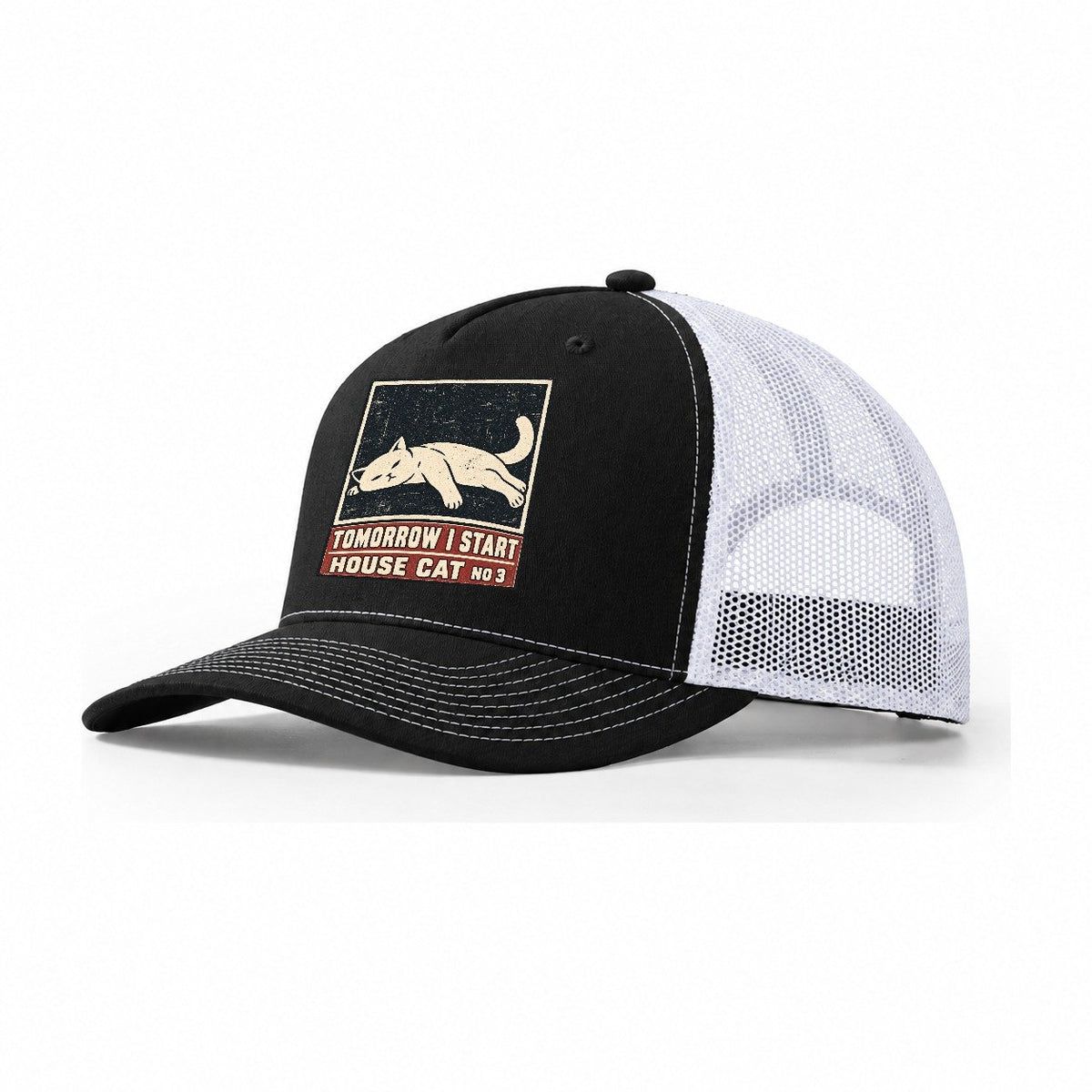 Tomorrow I Start Neko Says No Trucker Hat – Black White