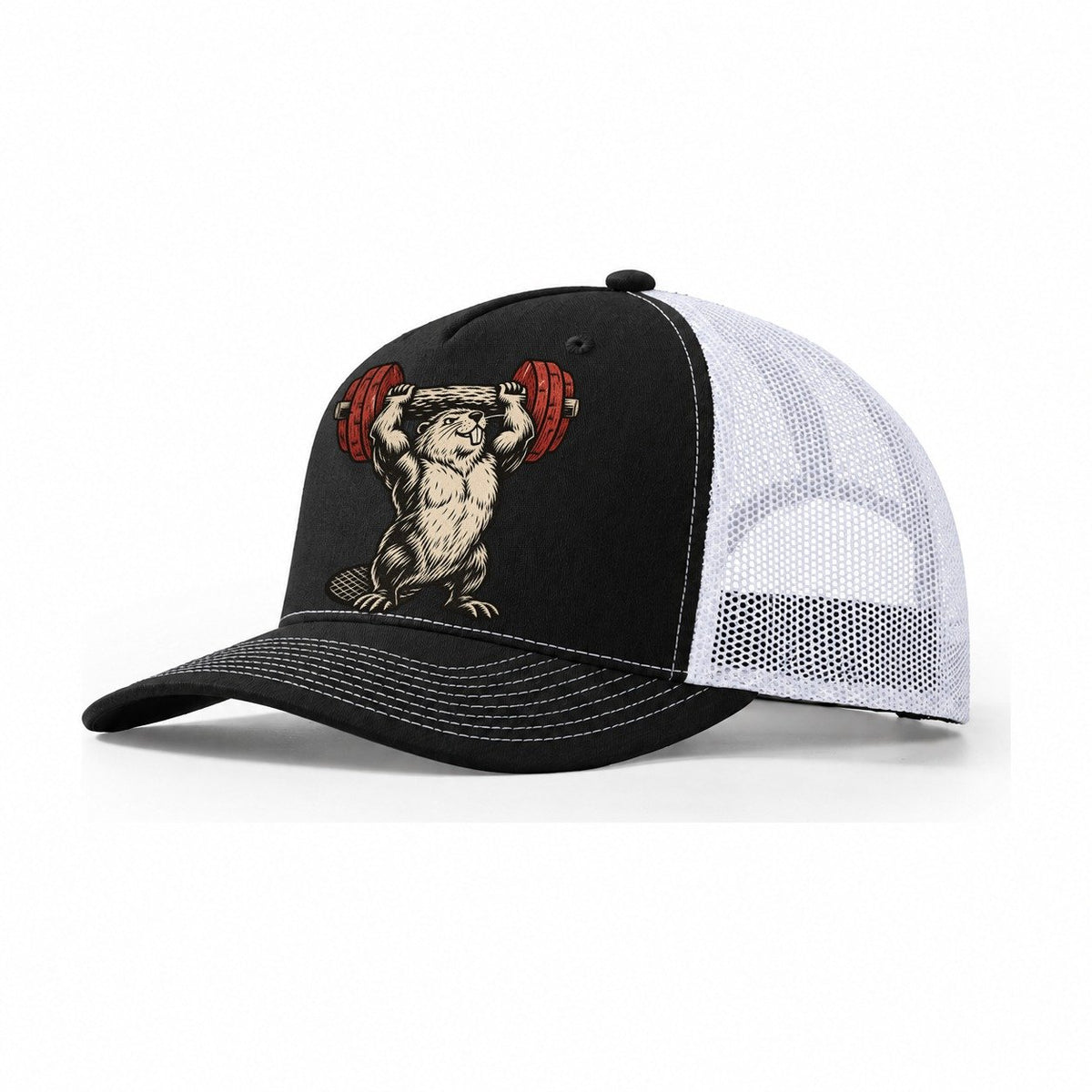 Beaver Log Press Animal Lifters Trucker Hat – Black White