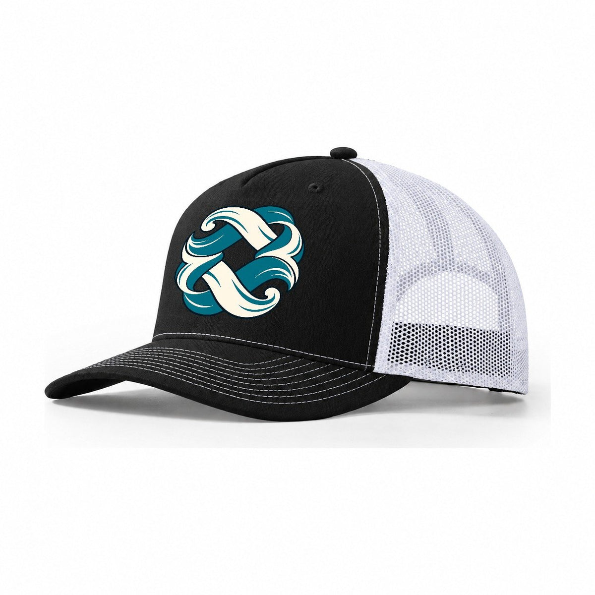 Tidebound Knot Quiet Wards Heritage Trucker Hat – Black White