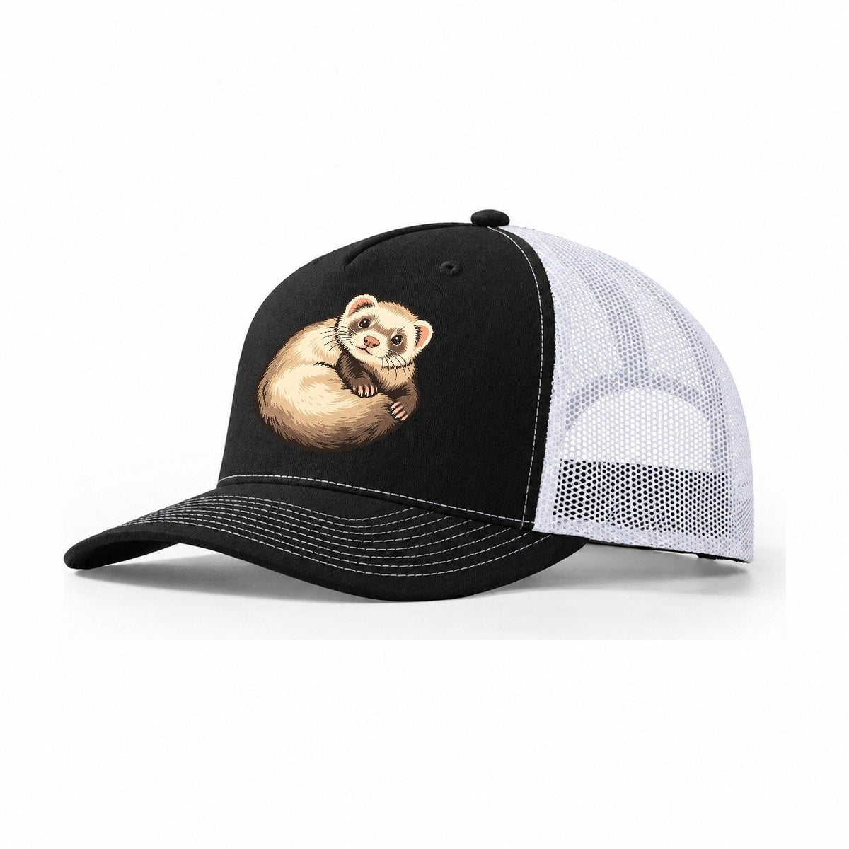 Ferret Loop Small Pet Logos Trucker Hat – Black White