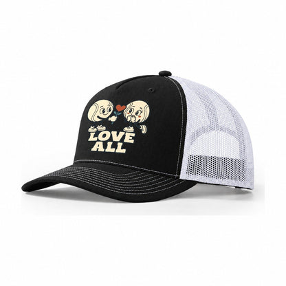 Love All Familiar Punchlines Trucker Hat – Black White