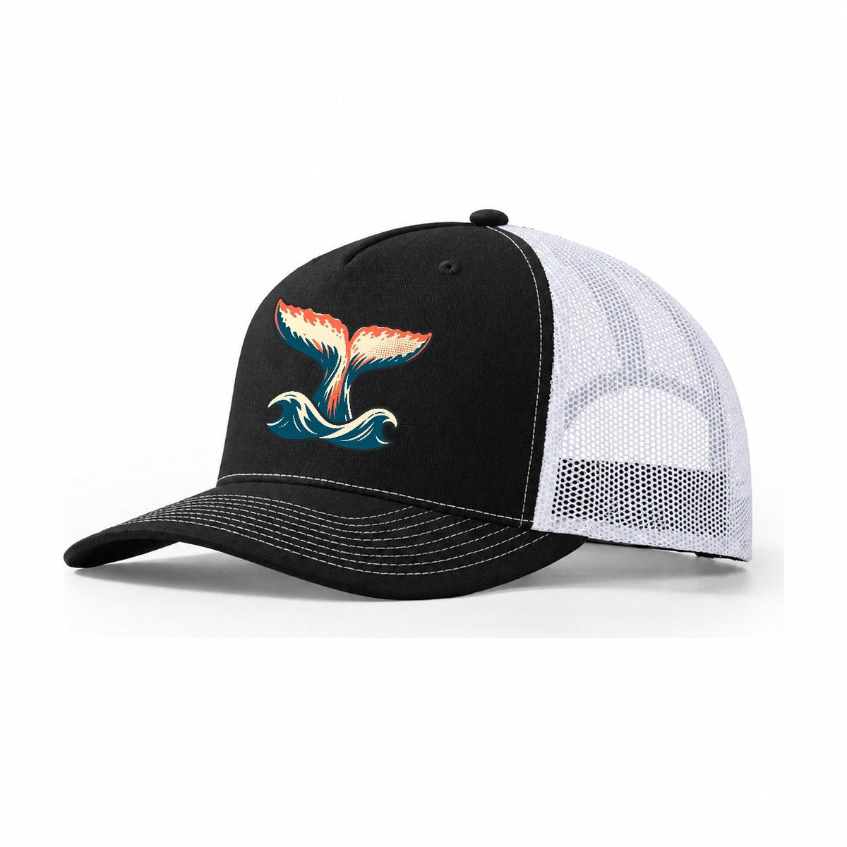 Humpback Tail Lift Trucker Hat – Black White