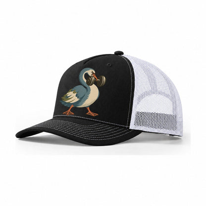 Swan Neck Curl Animal Lifters Trucker Hat – Black White