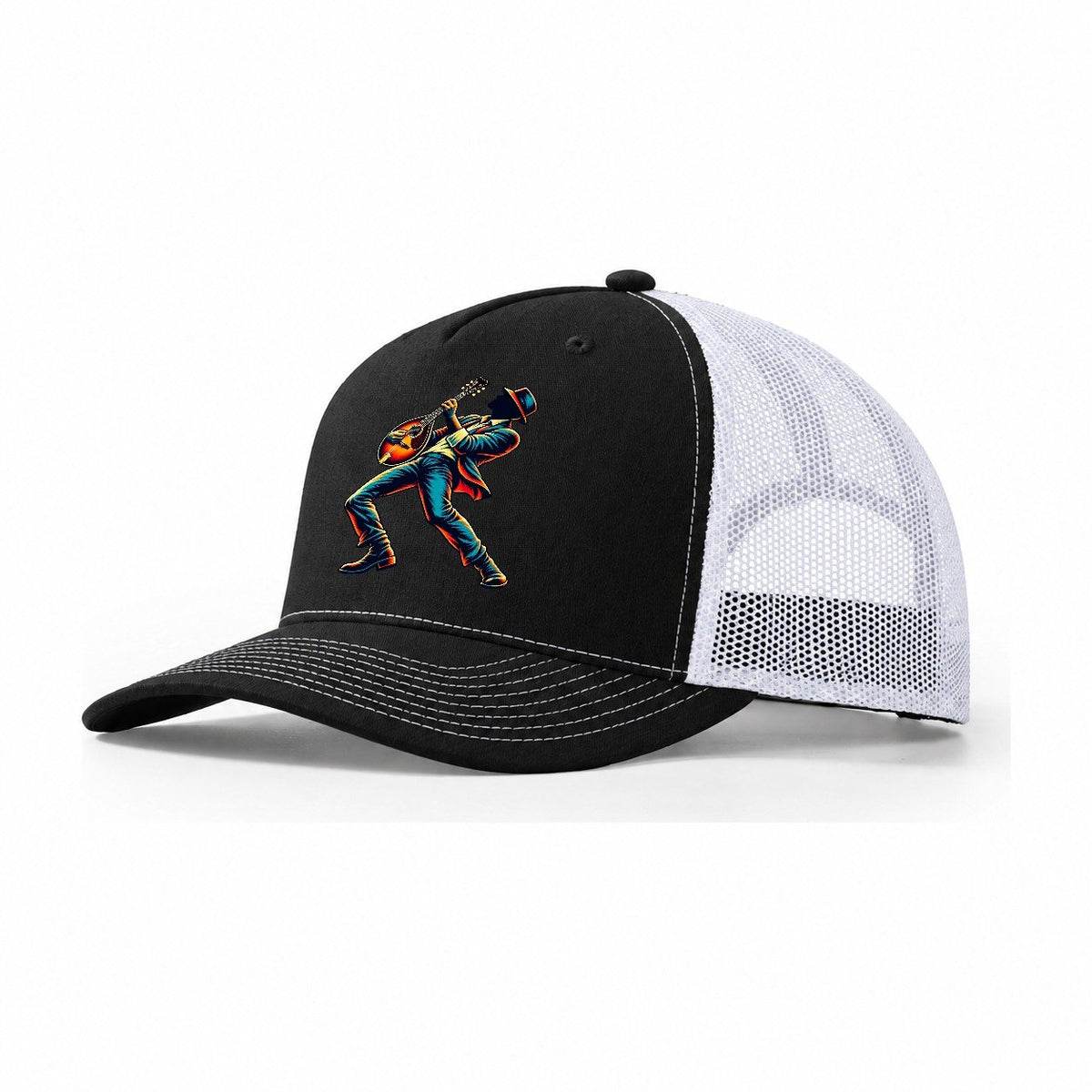 Mandolin Picker Trucker Hat – Black White