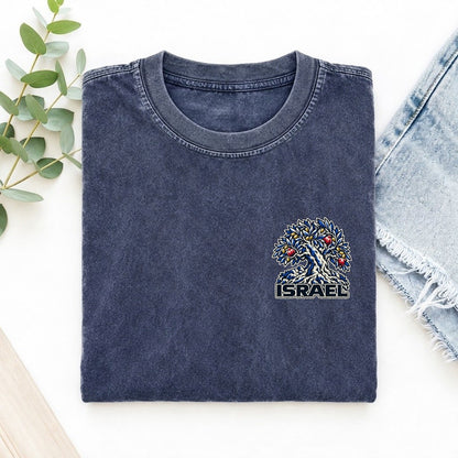Israel Country Pride Left Chest Vintage T-shirt – Blue
