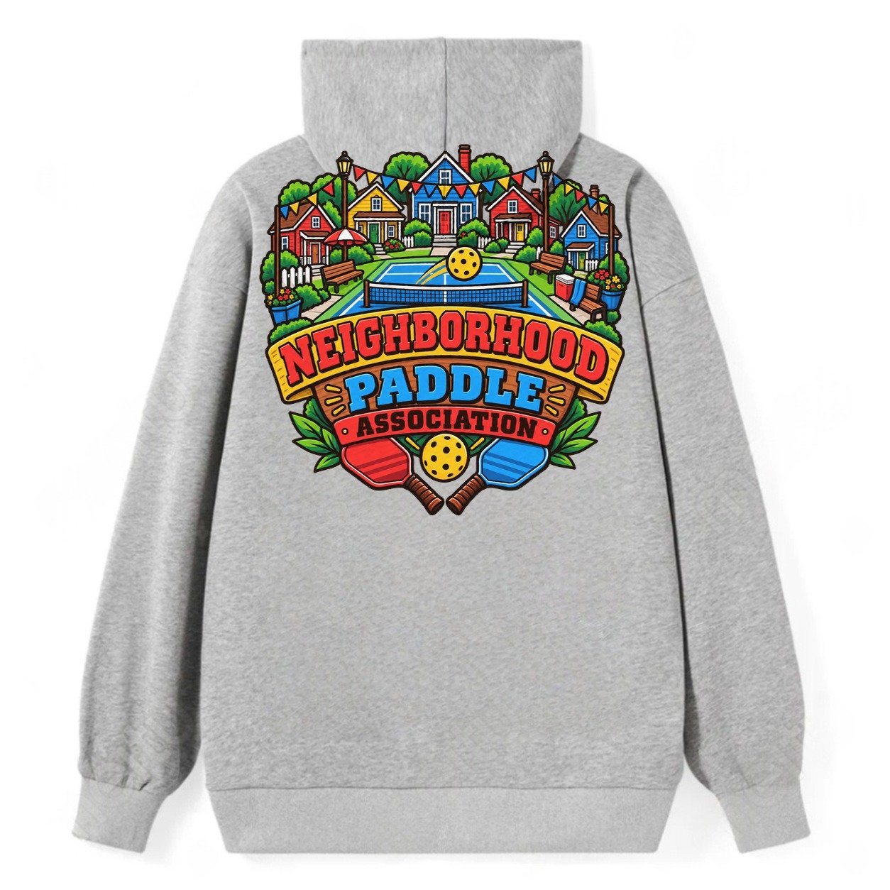 Neighborhood Paddle Association Pickleball Life Classic Pullover Hoodie – Grey