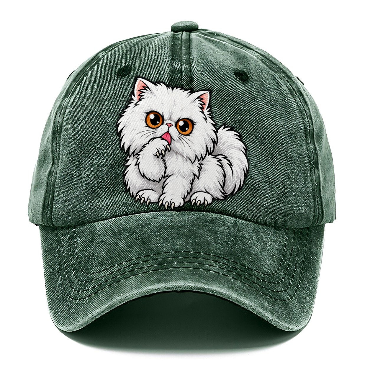 White Persian Grooming Peeking Cats Classic Cap – Forest Mist