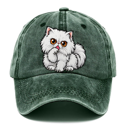 White Persian Grooming Peeking Cats Classic Cap – Forest Mist