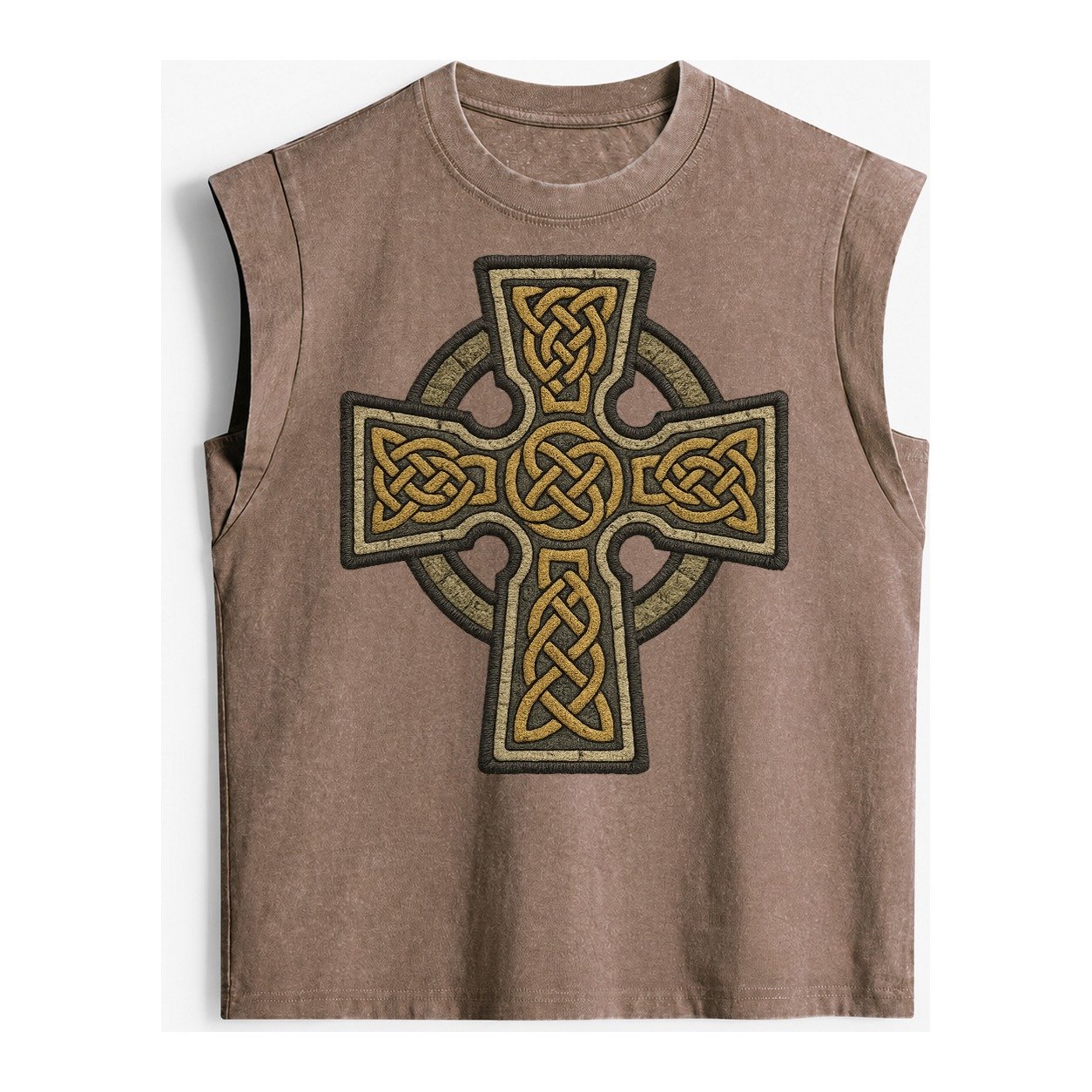 Celtic Cross Vintage Washed Tank – Brown