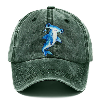 Hammerhead Shark Upward Swim Sea Sprite Classic Cap – Forest Mist