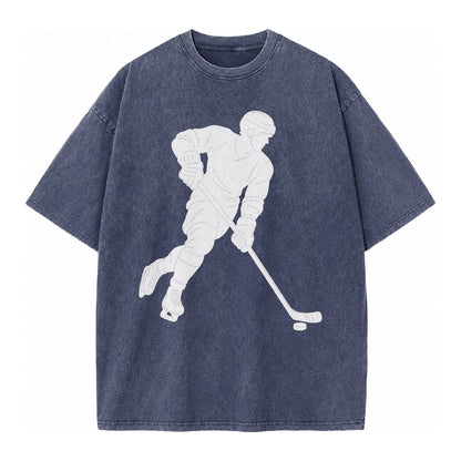 Ice Hockey Player Vintage T-shirt – Blue