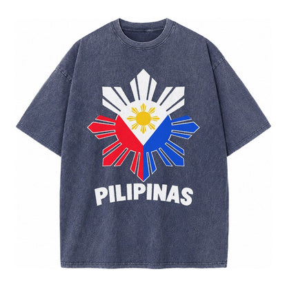 Philippines Sun Stars Vintage T-shirt – Blue