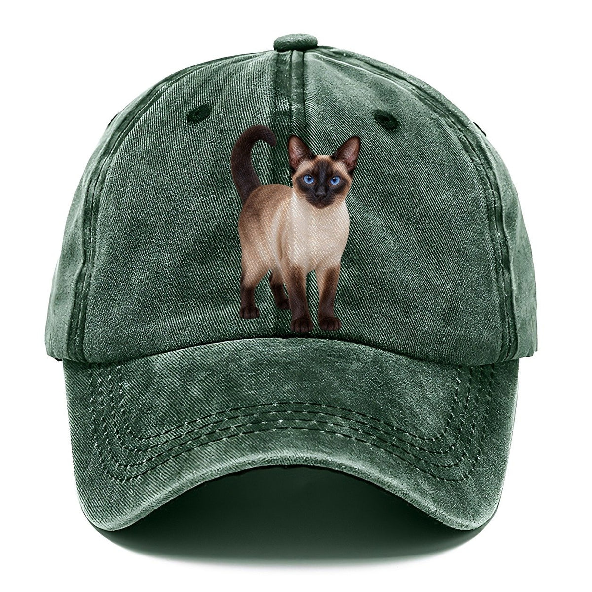Siamese Standing Three Quarter Realistic Cat Portrait Classic Cap – Forest Mist