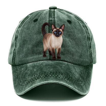 Siamese Standing Three Quarter Realistic Cat Portrait Classic Cap – Forest Mist