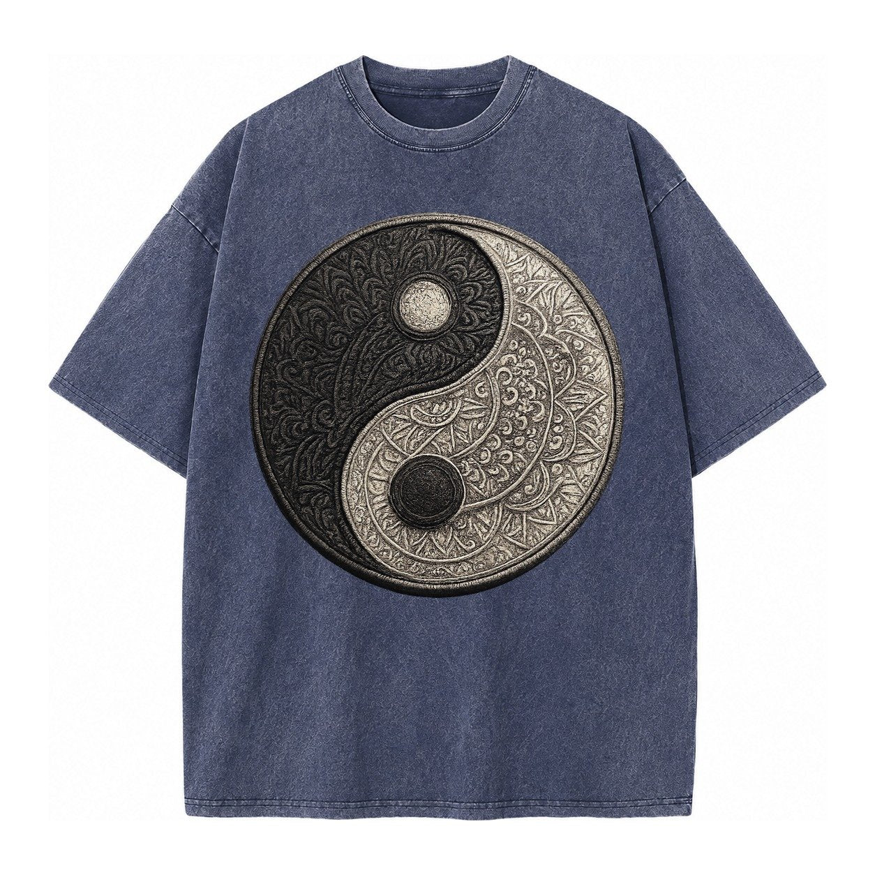 Mandala Yin Yang Vintage T-shirt – Blue