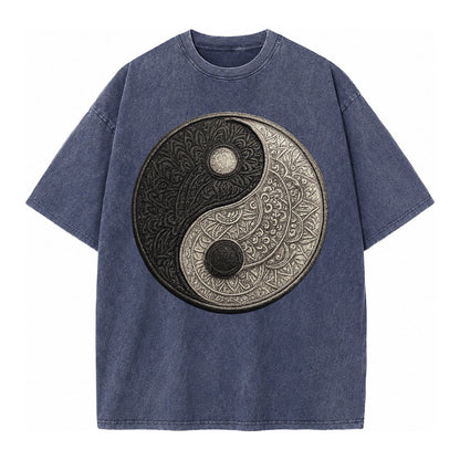 Mandala Yin Yang Vintage T-shirt – Blue