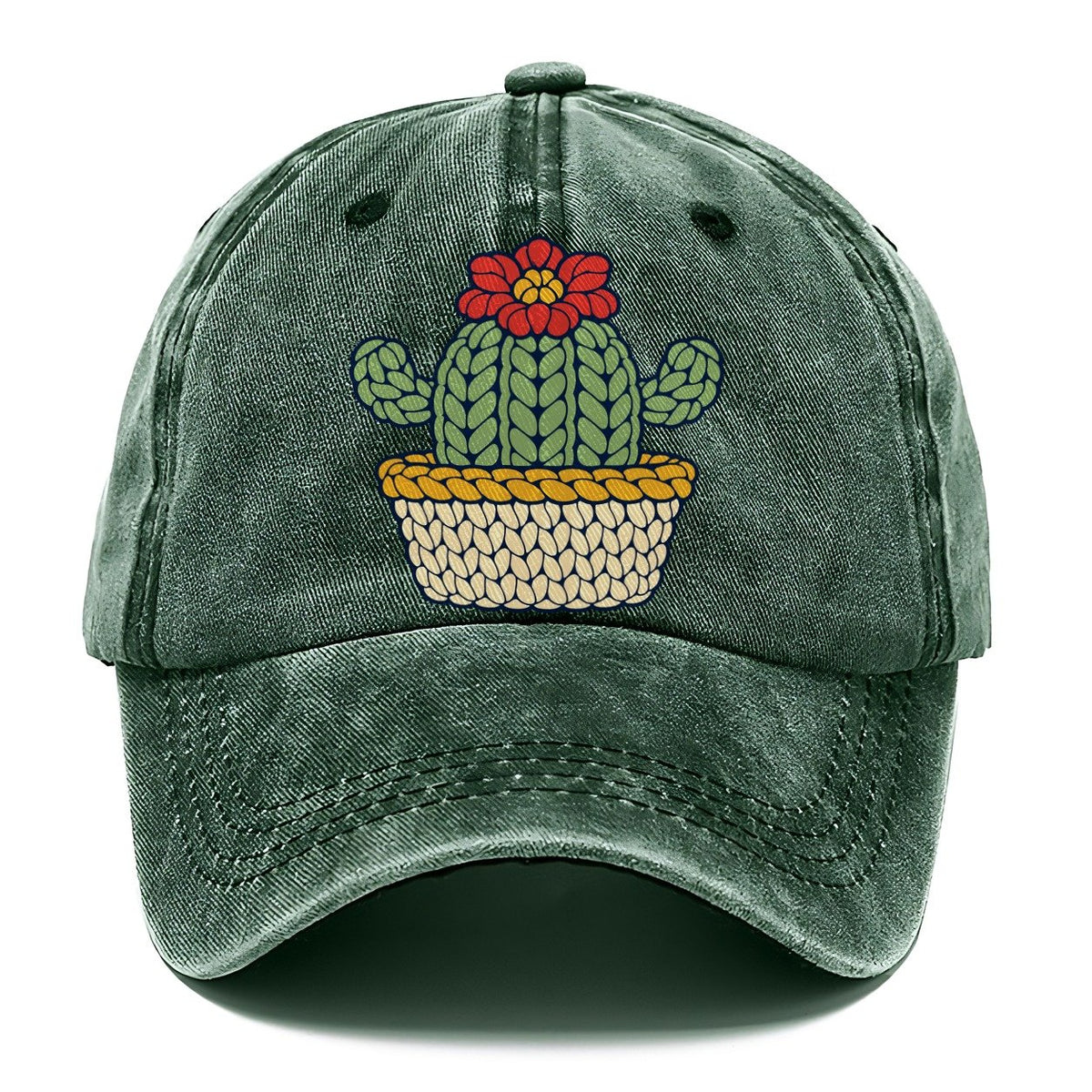 Crocheted Cactus Yarn Crafts Classic Cap – Forest Mist