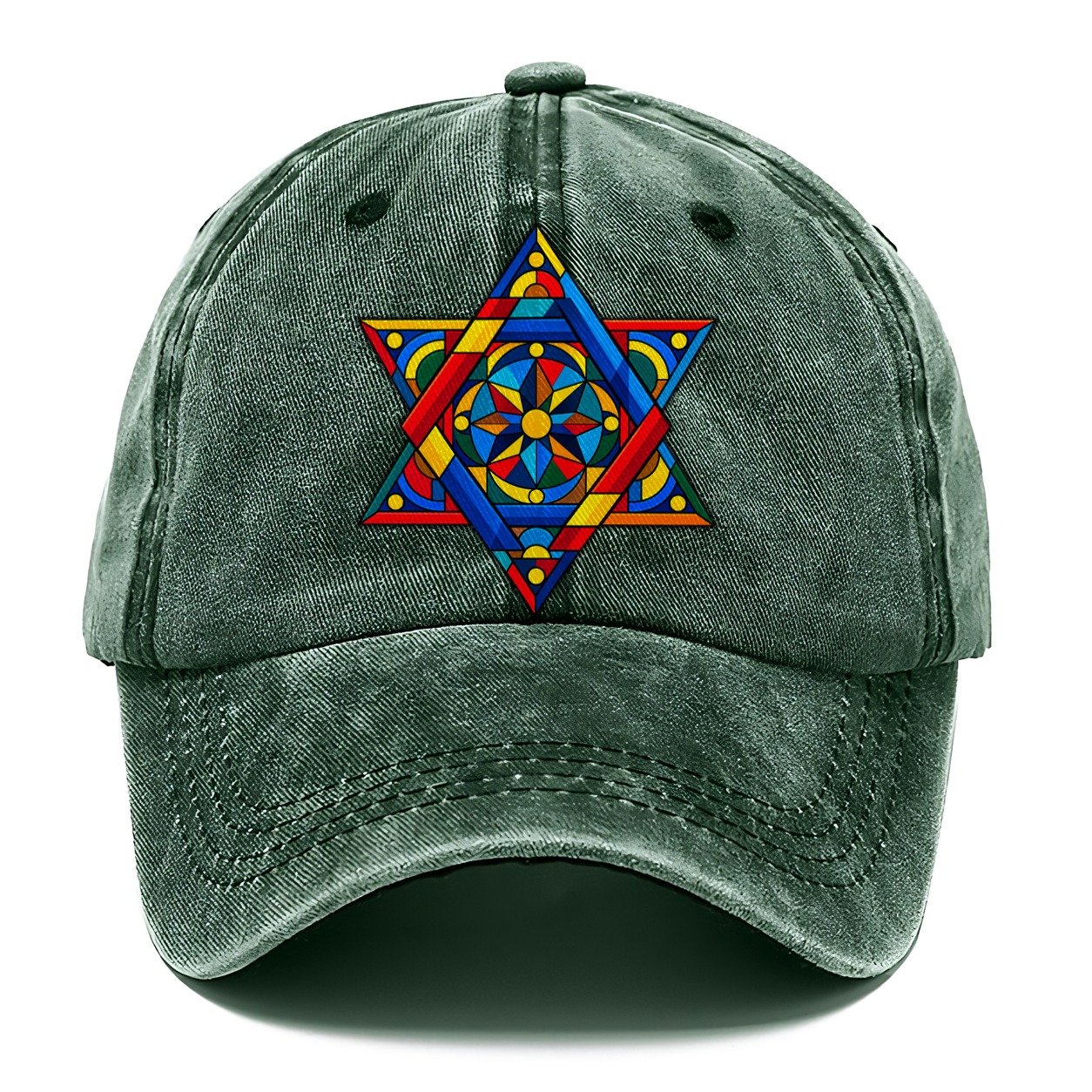 Star Of David Geometric Bauhaus Judaism Heritage Classic Cap – Forest Mist