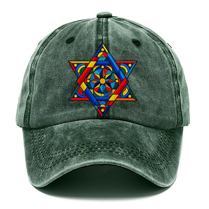 Star Of David Geometric Bauhaus Judaism Heritage Classic Cap – Forest Mist