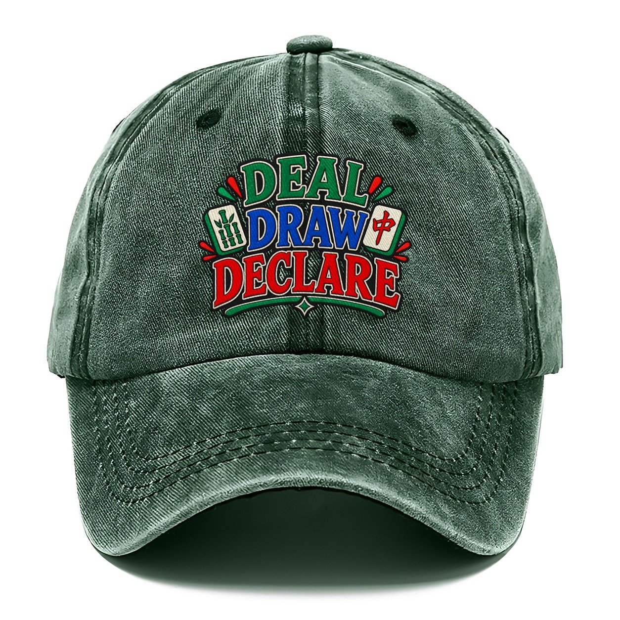 Deal Draw Declare Mahjong Game Night Classic Cap – Forest Mist