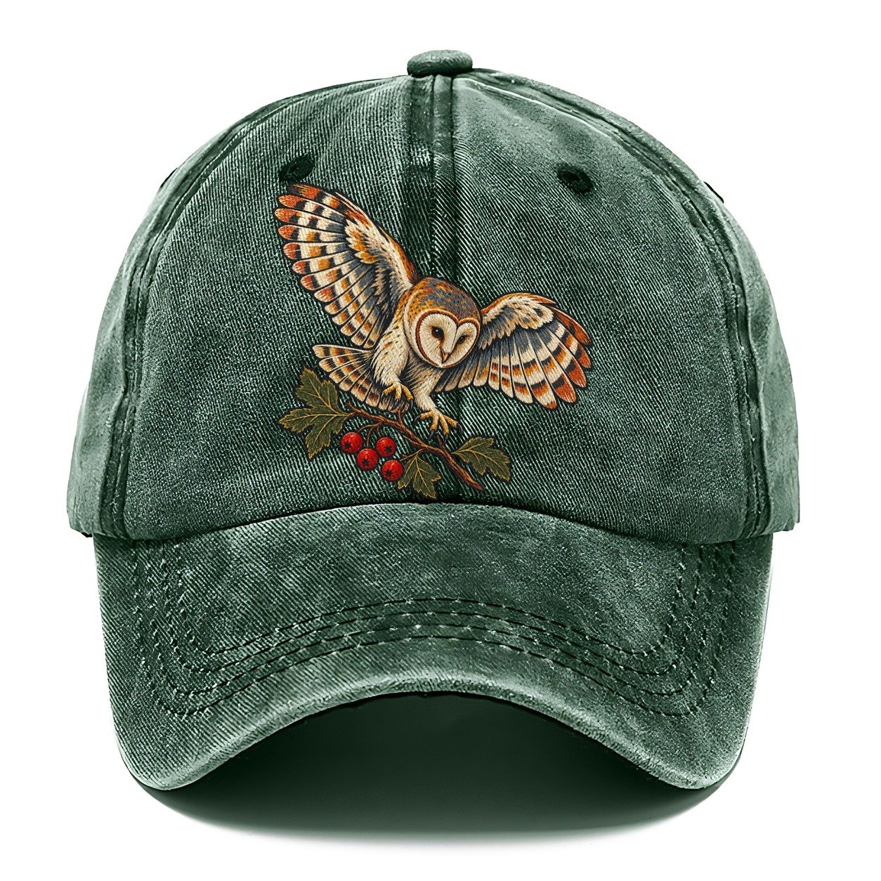 Barn Owl And Hawthorn Berries Uk Culture Heritage Classic Cap – Forest Mist