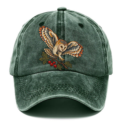 Barn Owl And Hawthorn Berries Uk Culture Heritage Classic Cap – Forest Mist