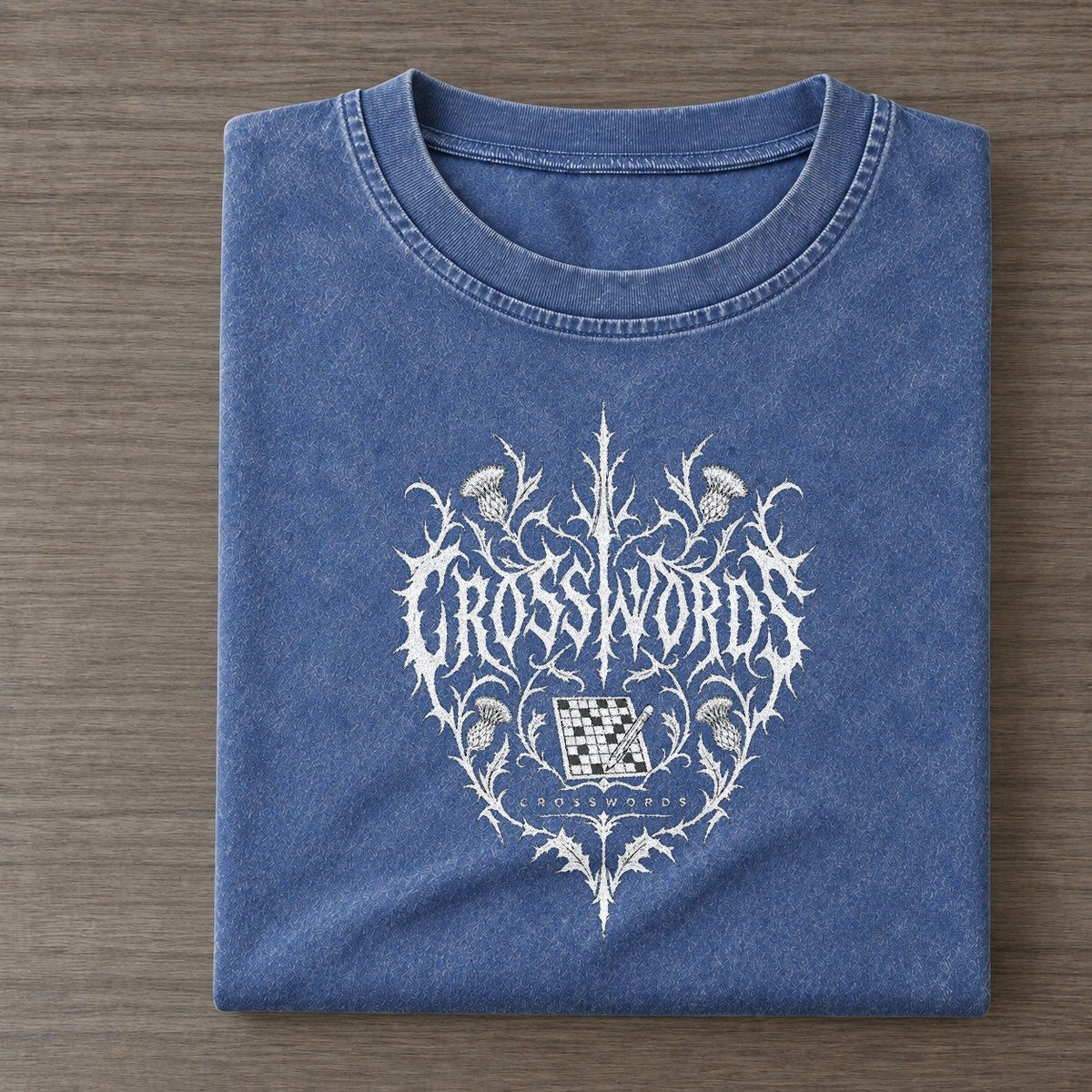 Crosswords Unreadable Feelings Vintage T-shirt – Washed Blue