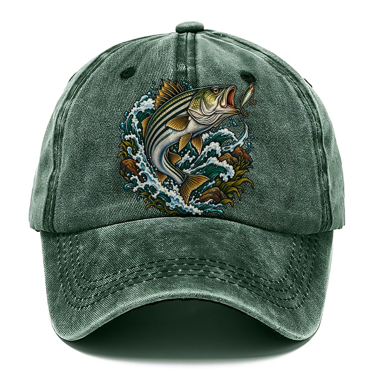 Striped Bass Surge Fishing Club Classic Cap – Forest Mist