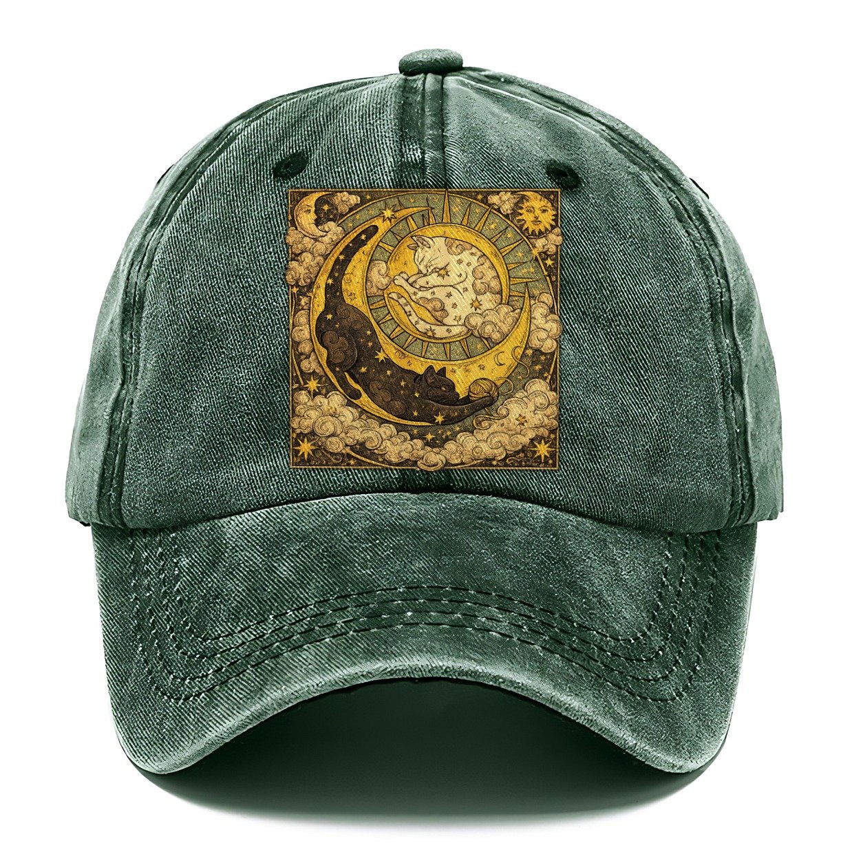 Moonlit Black Cat Classic Cap – Forest Mist