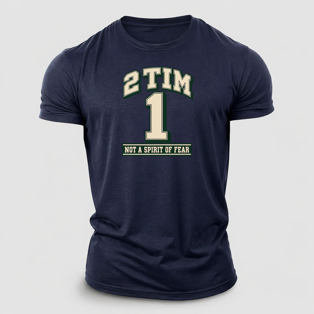 Timothy 1 Varsity Chapel Varsity Cotton T-Shirt – Navy