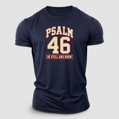 Psalm 46 Varsity Chapel Varsity Cotton T-Shirt – Navy