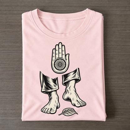 Jain Careful Walking World Faiths Ink Figures Classic T-shirt – Pink