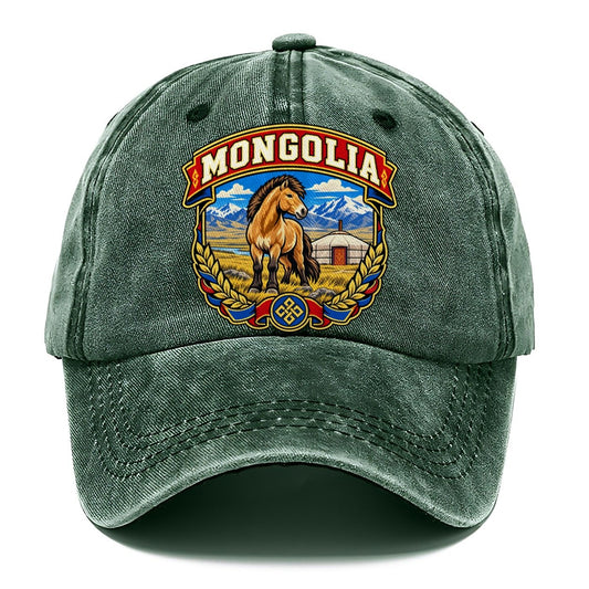 Mongolia Retro Badge Country Logos Classic Cap – Forest Mist
