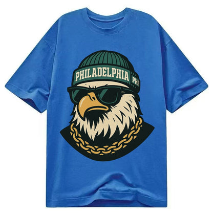 Animaleaglelocationtextphiladelphiainitialsphibeaniecolorgre Classic T-shirt – Blue