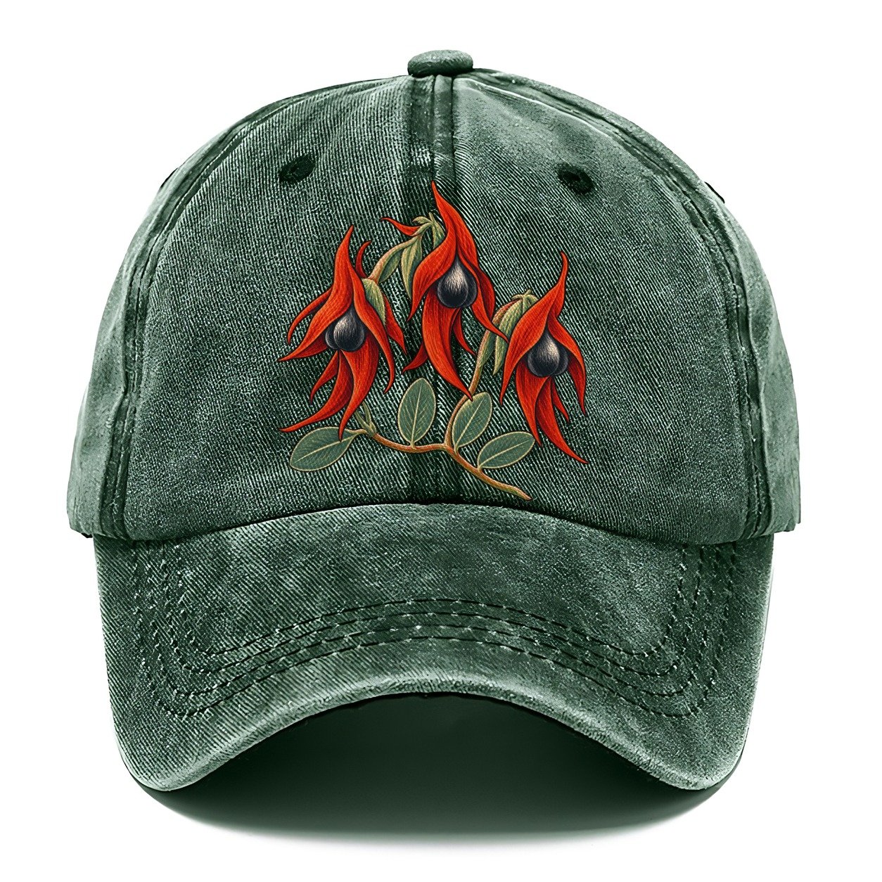 South Australia Sturt Desert Pea Cluster Australia Cultural Icons Classic Cap – Forest Mist
