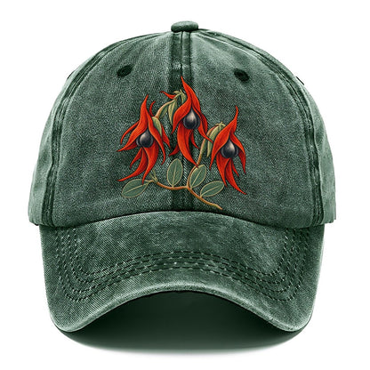 South Australia Sturt Desert Pea Cluster Australia Cultural Icons Classic Cap – Forest Mist