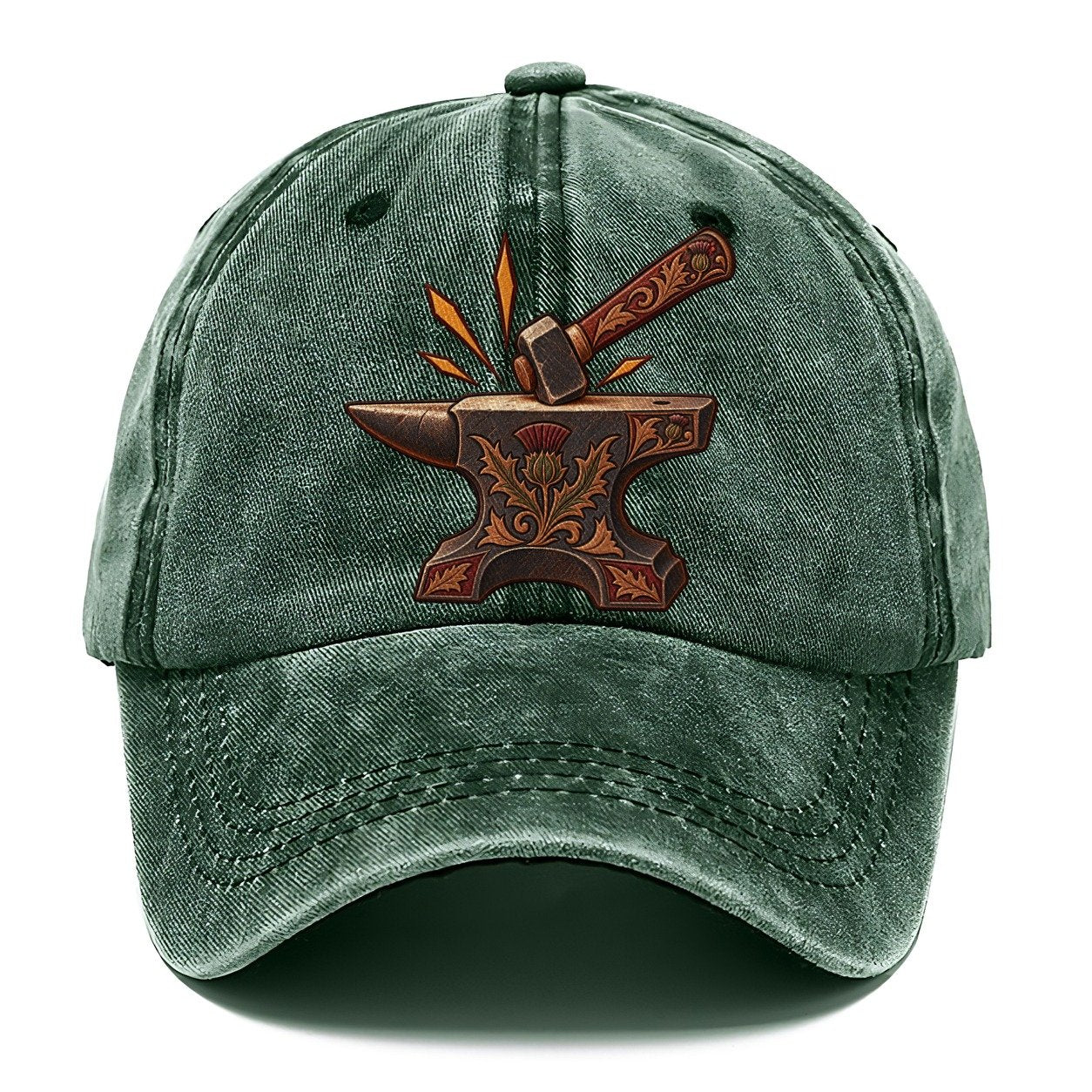 Village Blacksmith Anvil And Hammer Uk Culture Heritage Classic Cap – Forest Mist
