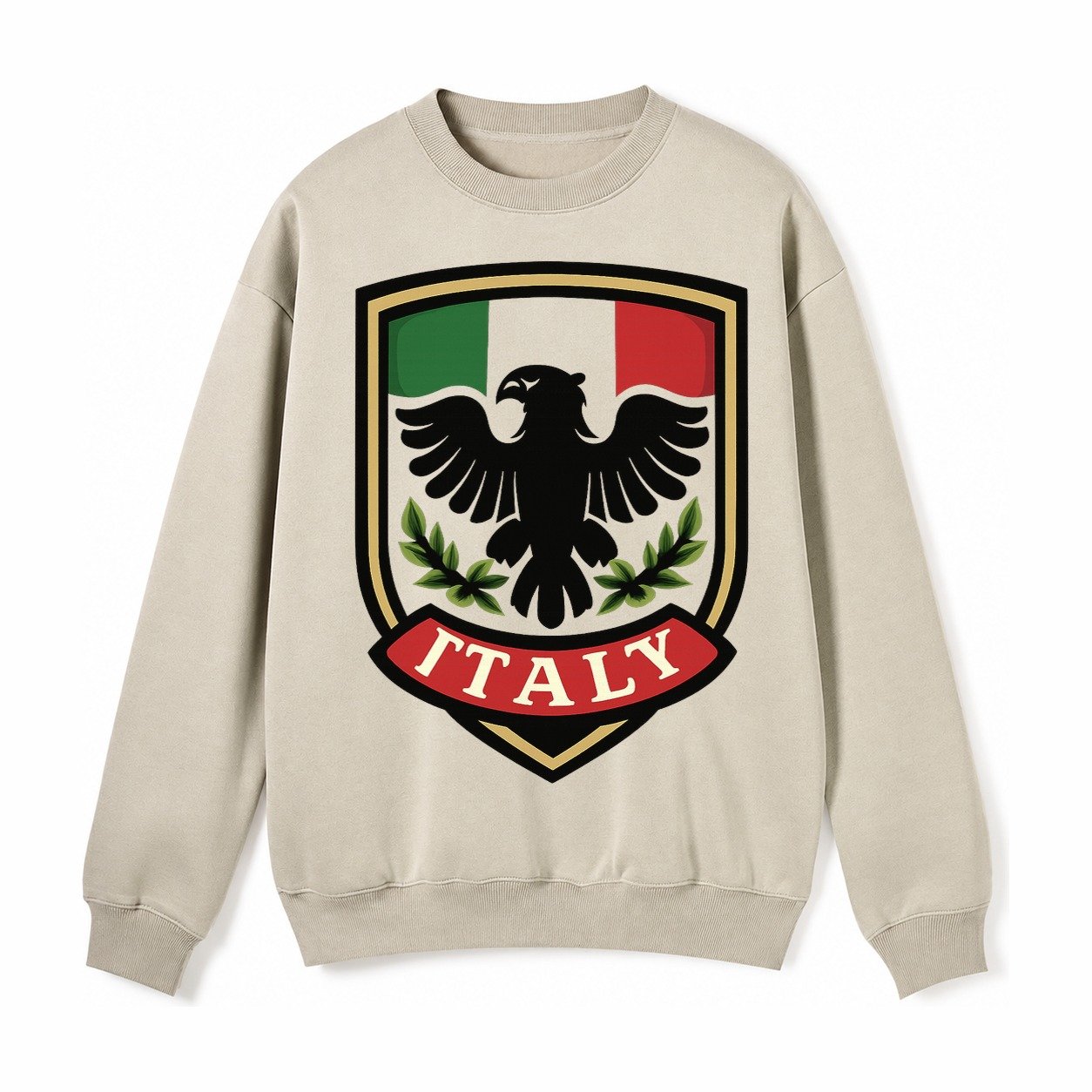 Italy Tricolor Logo Fleece Sweatshirt – Light Khaki