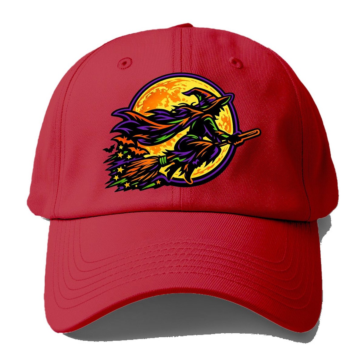 Flying Witch Moon Baseball Cap – Red