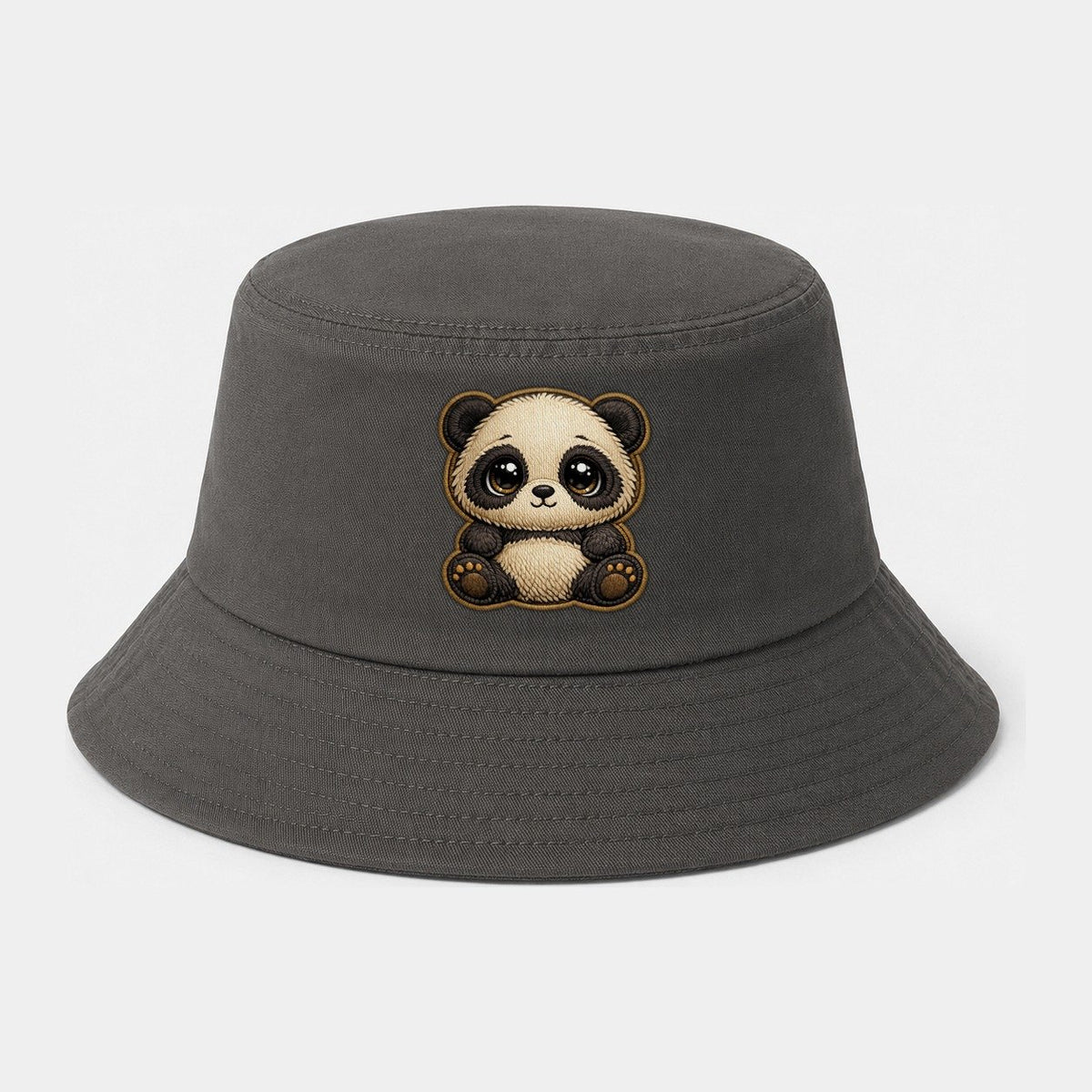 Baby Giant Panda Cub Cotton Bucket Hat – Dark Gray