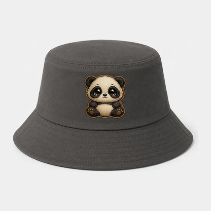 Baby Giant Panda Cub Cotton Bucket Hat – Dark Gray