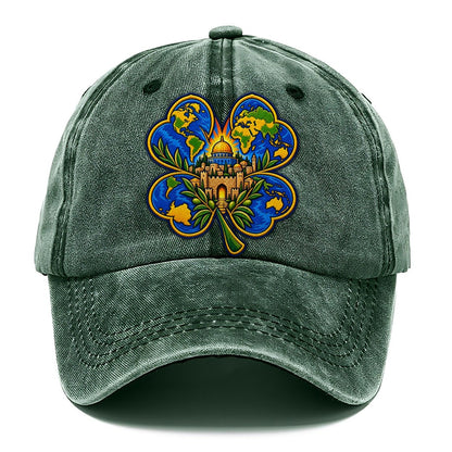 Clover Leaf World Map Jerusalem Classic Cap – Forest Mist