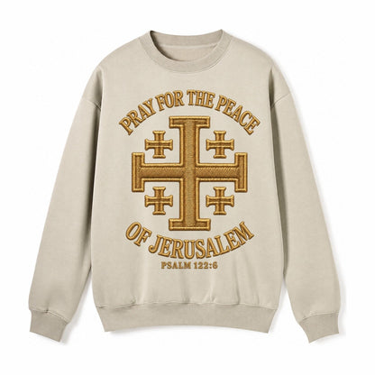 Jerusalem Cross Fleece Sweatshirt – Light Khaki